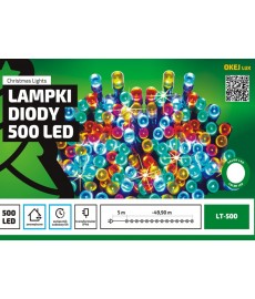 Kurtyna Lampki choinkowe 500 LED przezroczysty zewn. z timerem 8H 24,5m LT-500/S/P OKEJ